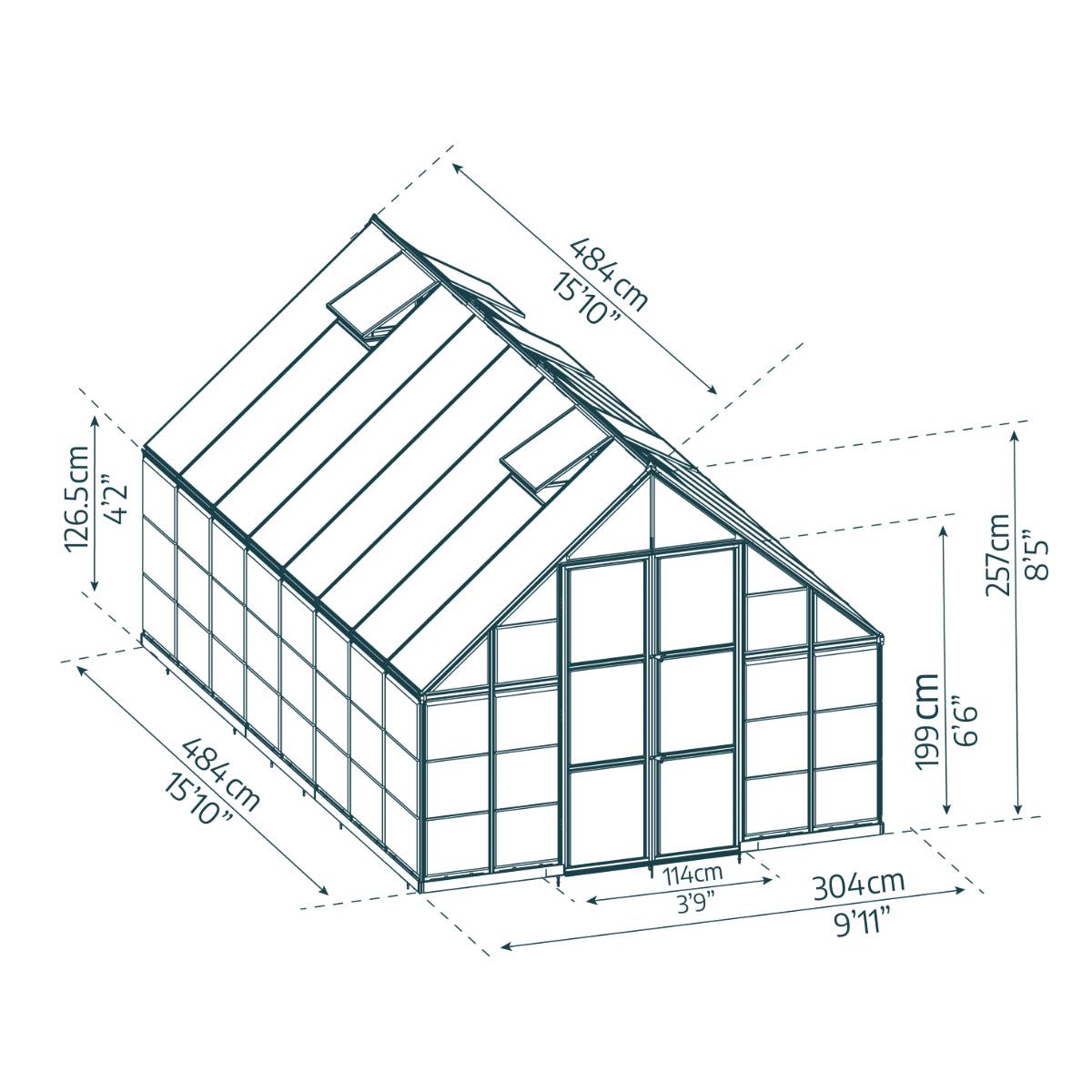 Balance Polycarbonate Greenhouse 10 x 16 ft. | Palram-Canopia-Delightful Yard