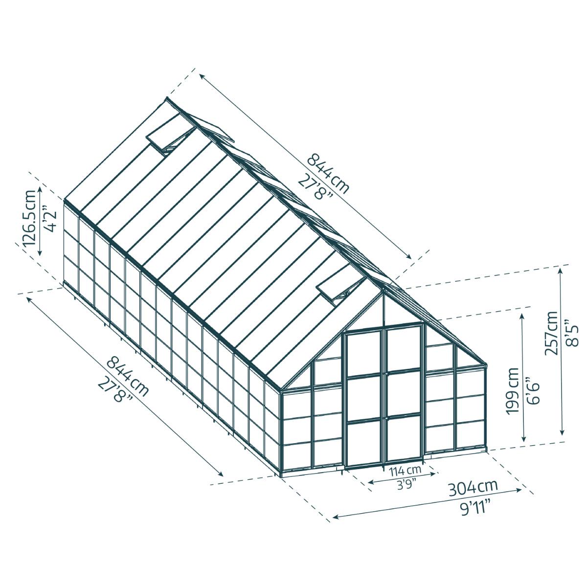 Balance Polycarbonate Greenhouse 10 x 28 ft. | Palram-Canopia-Delightful Yard