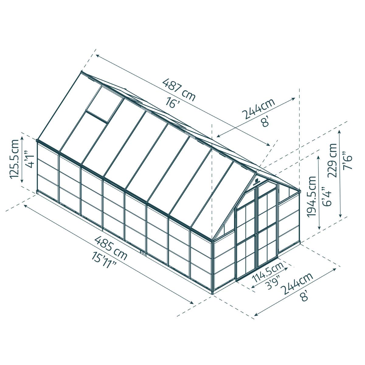 Balance Polycarbonate Greenhouse 8 x 16 ft. | Palram-Canopia-Delightful Yard