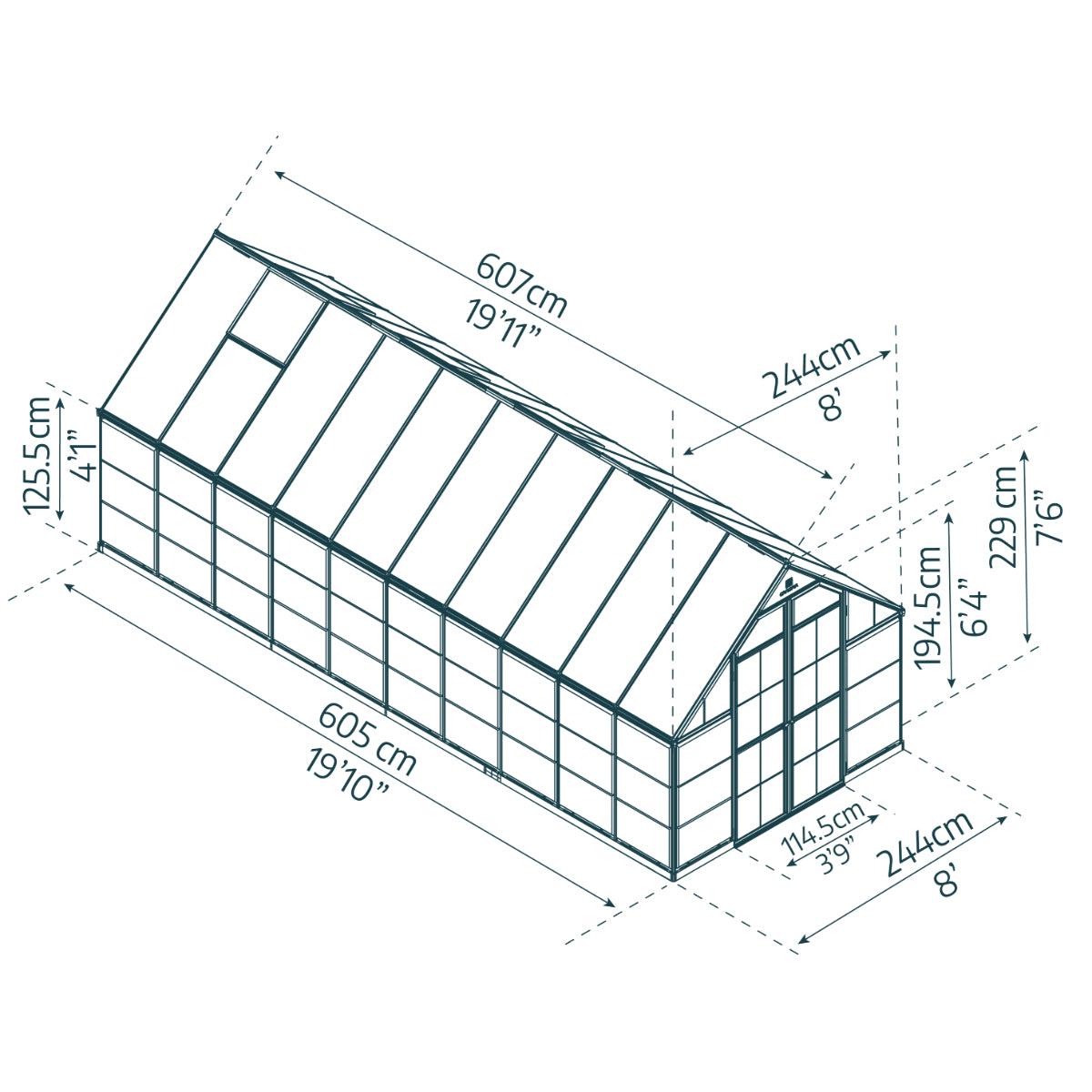 Balance Polycarbonate Greenhouse 8 x 20 ft. | Palram-Canopia-Delightful Yard