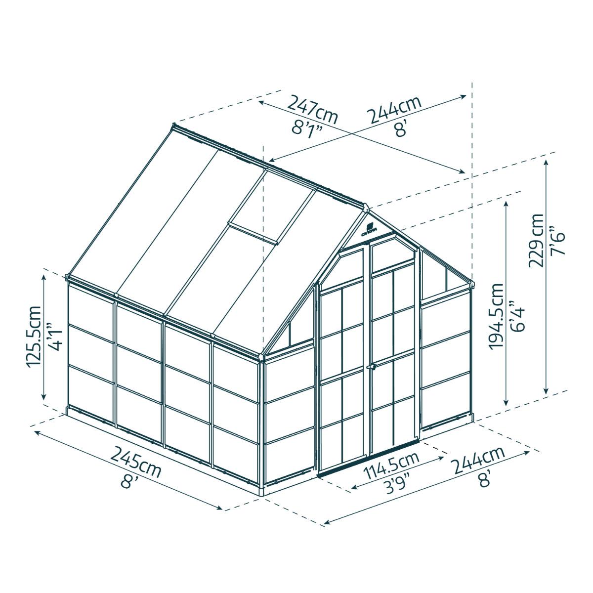 Balance Polycarbonate Greenhouse 8 x 8 ft. | Palram-Canopia-Delightful Yard