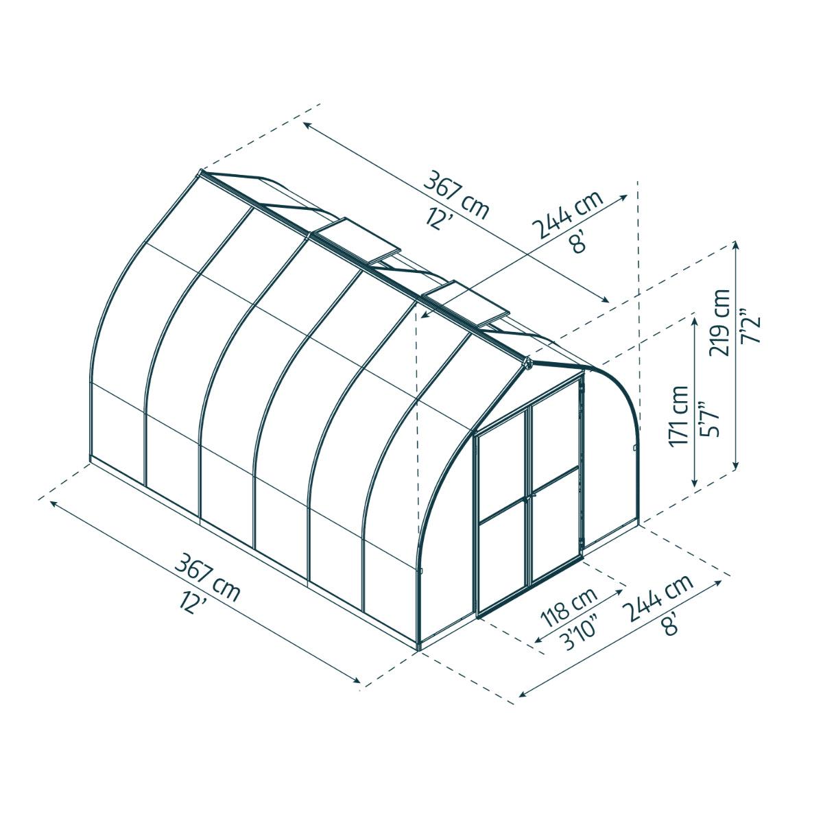 Bella Polycarbonate Greenhouse 8 x 12 ft. | Palram-Canopia-Delightful Yard