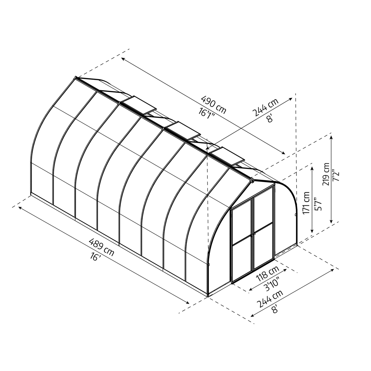 Bella Arch Greenhouse 8 x 16 ft. | Palram-Canopia - Delightful Yard