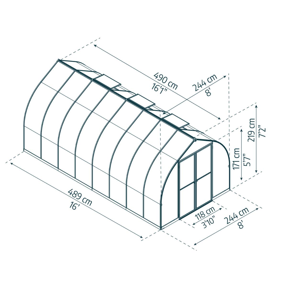Bella Polycarbonate Greenhouse 8 x 16 ft. | Palram-Canopia-Delightful Yard