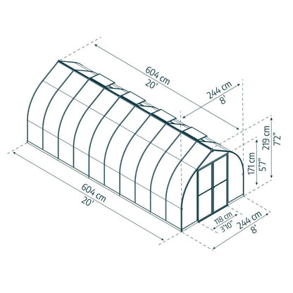 Bella Polycarbonate Greenhouse 8 x 20 ft. | Palram-Canopia-Delightful Yard