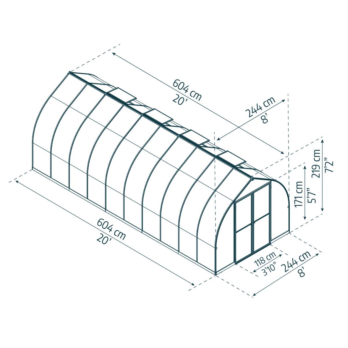 Bella Polycarbonate Greenhouse 8 x 20 ft. | Palram-Canopia-Delightful Yard