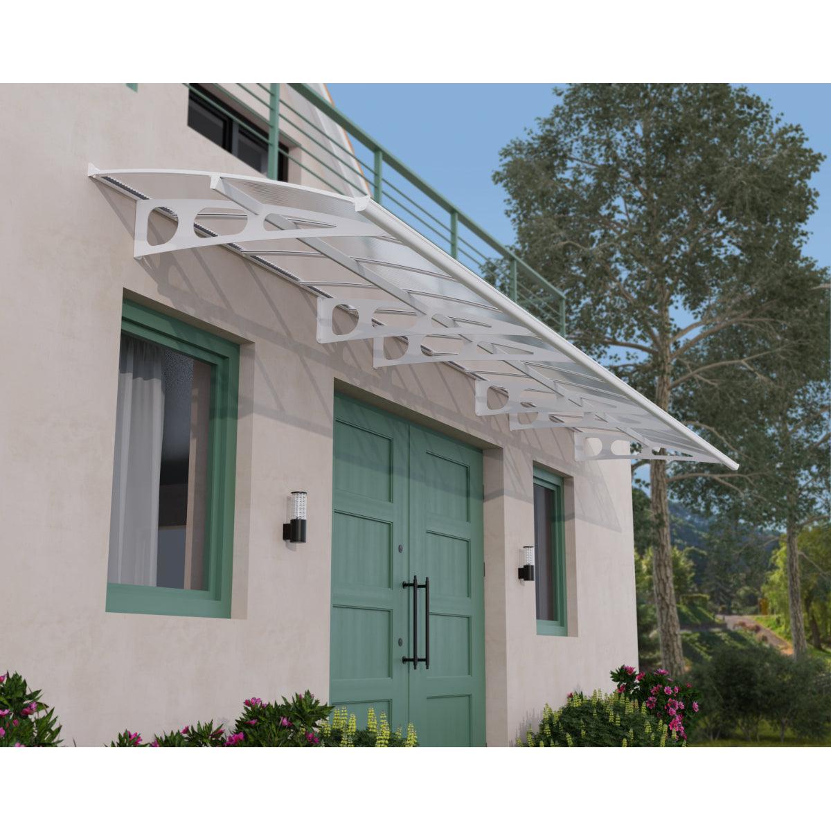 Bordeaux Door Awning 7 x 5 ft. Clear Panel | Palram-Canopia-Delightful Yard