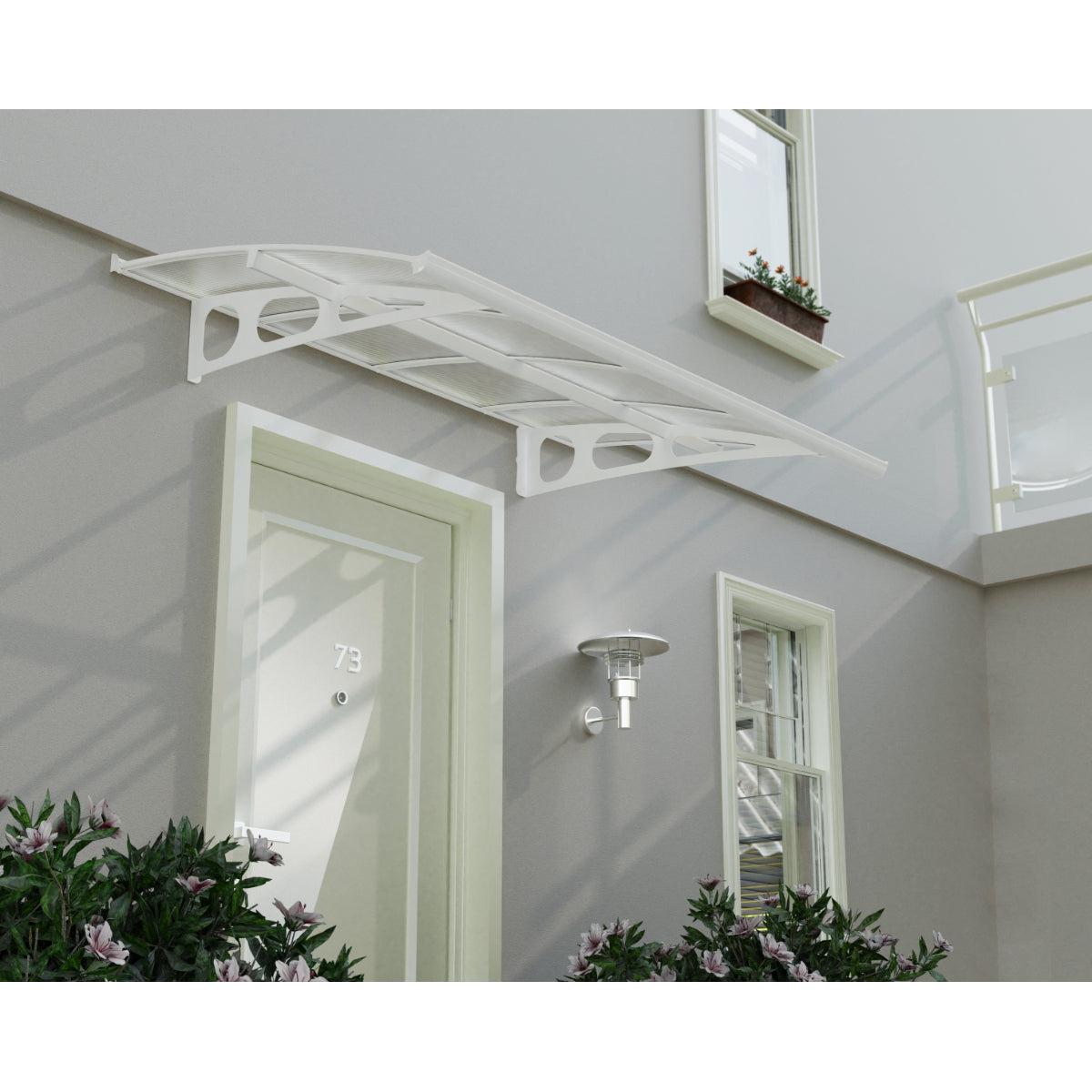 Bordeaux Door Awning 7 x 5 ft. Clear Panel | Palram-Canopia-Delightful Yard