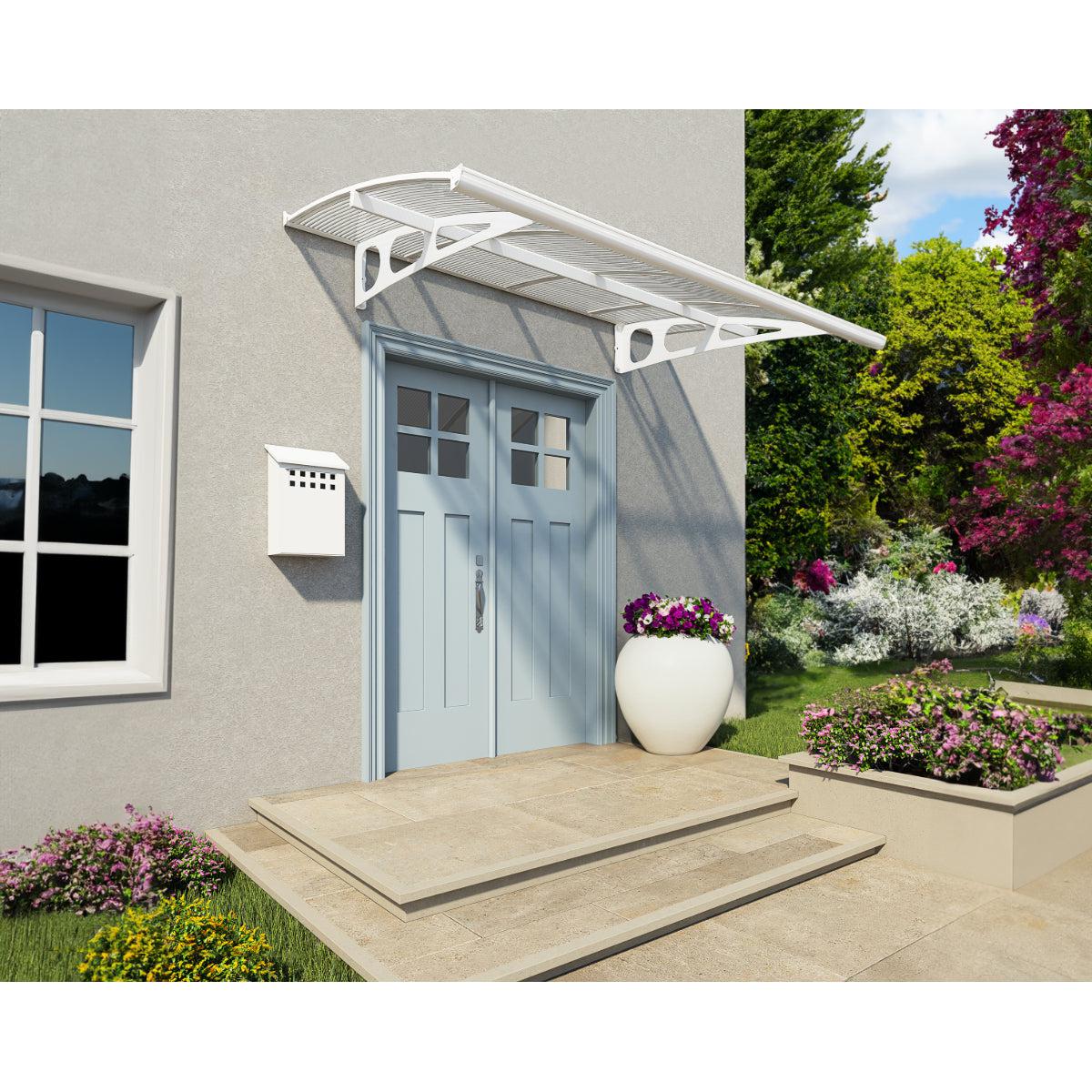 Bordeaux Door Awning 7 x 5 ft. Clear Panel | Palram-Canopia-Delightful Yard