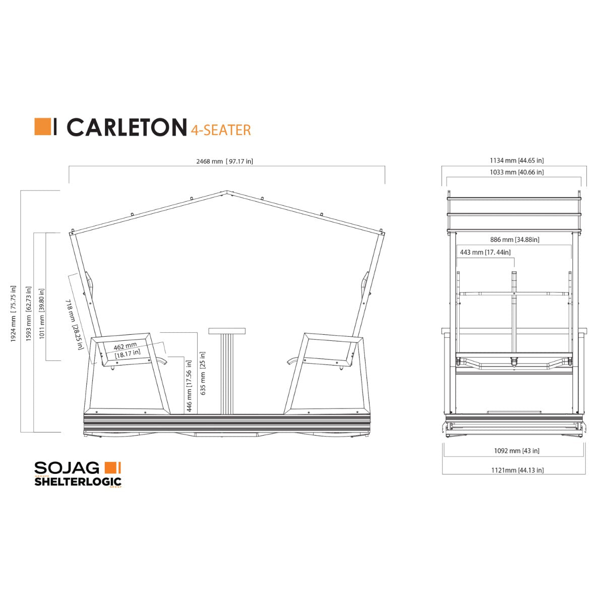 Carleton 4-Seater Garden Glider Swing 4 x 7 x 6 ft | Sojag-Delightful Yard