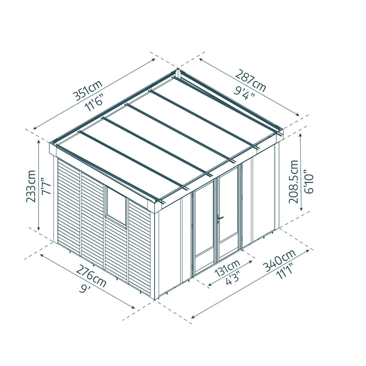 Copenhagen 9 x 11 ft. Garden Office Studio Solarium Kit | Palram-Canopia-Delightful Yard