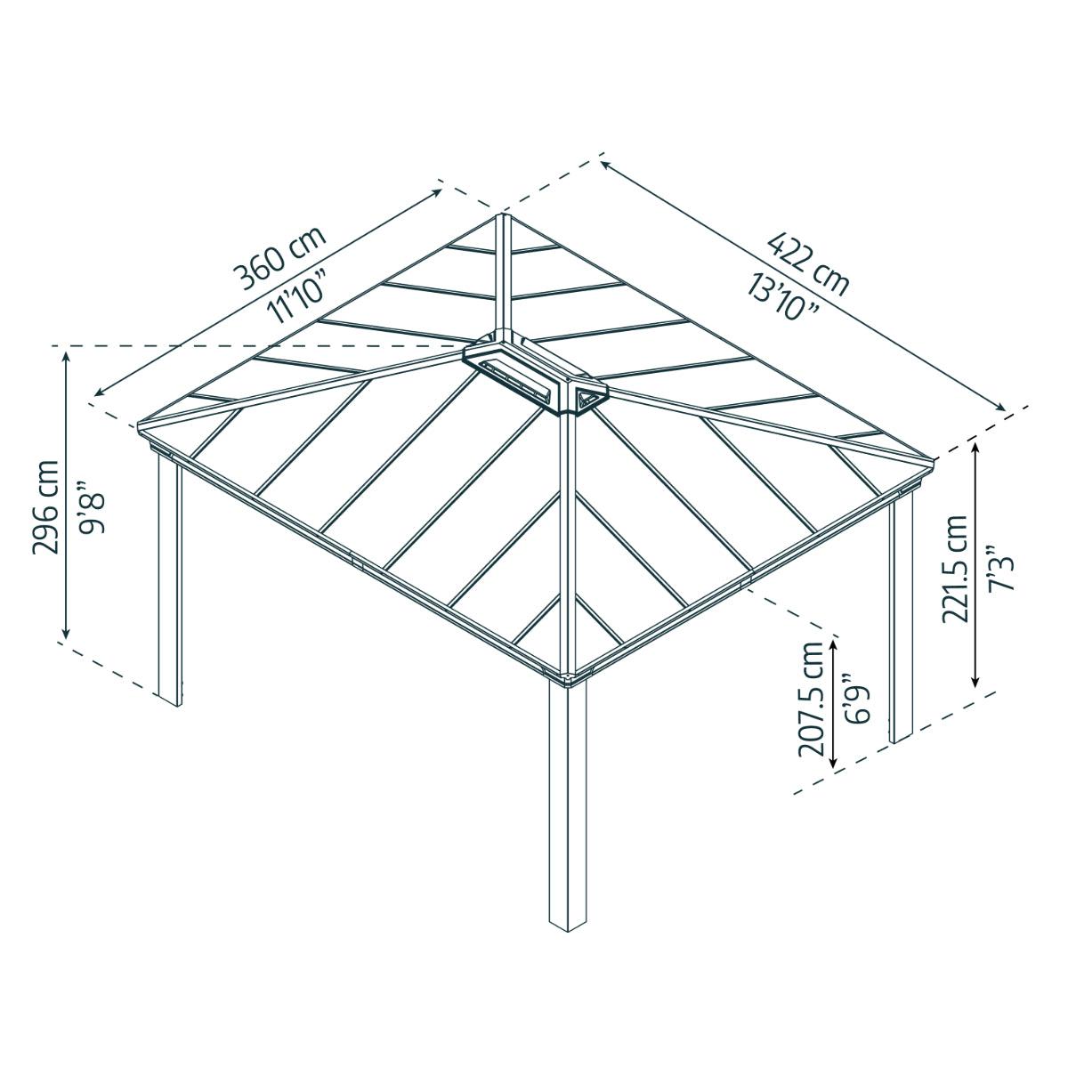 Dallas Aluminum Gazebo 12 x 14 ft. | Palram-Canopia-Delightful Yard