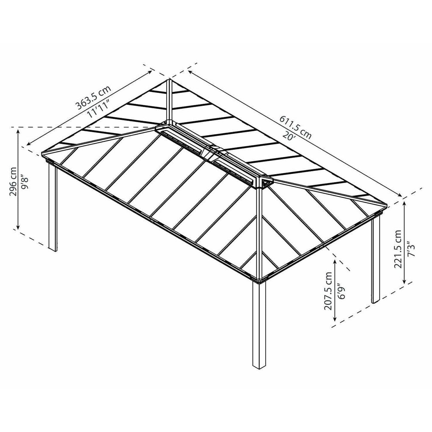 Dallas 6100 Gazebo 12 x 20 ft. | Palram-Canopia - Delightful Yard