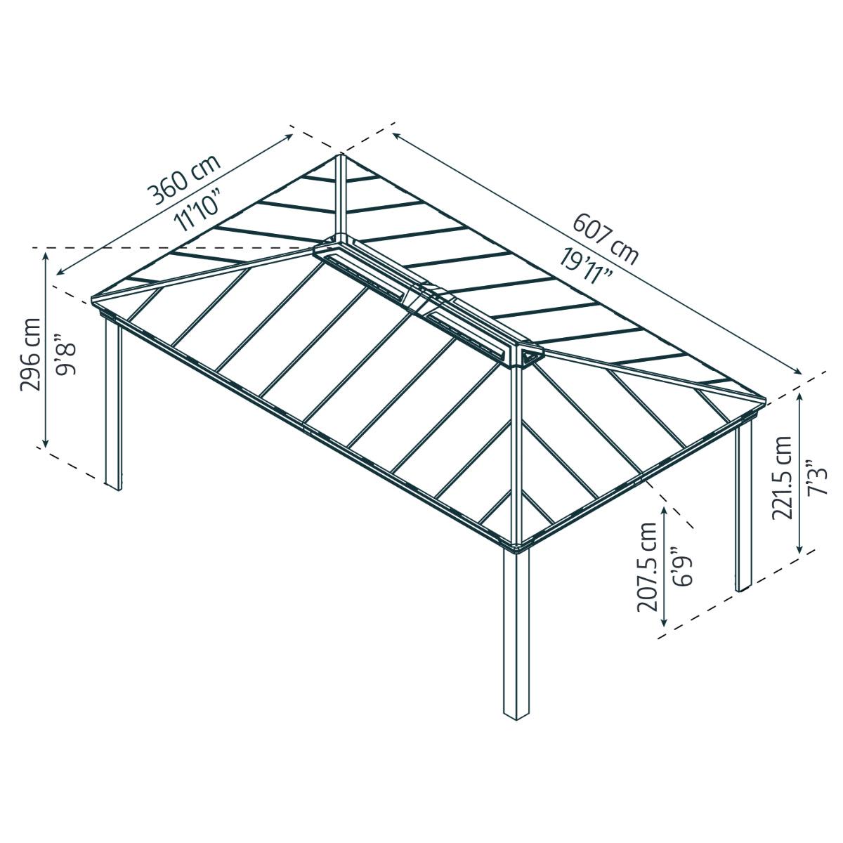 Dallas Aluminum Gazebo 12 x 20 ft. | Palram-Canopia-Delightful Yard