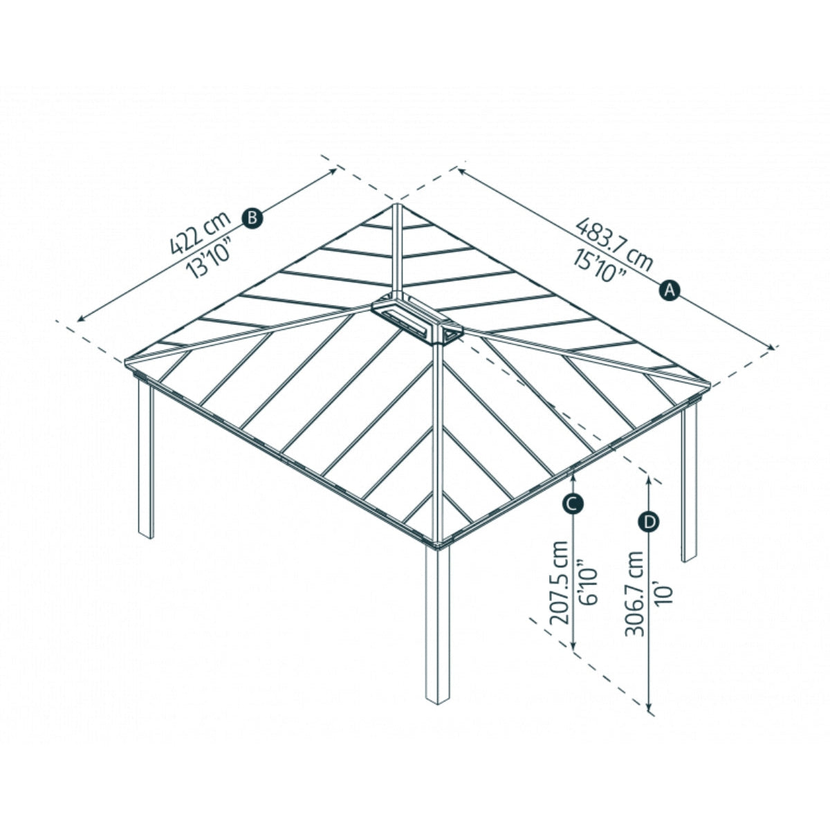 Dallas Aluminum Gazebo 14 x 16 ft. | Palram-Canopia-Delightful Yard