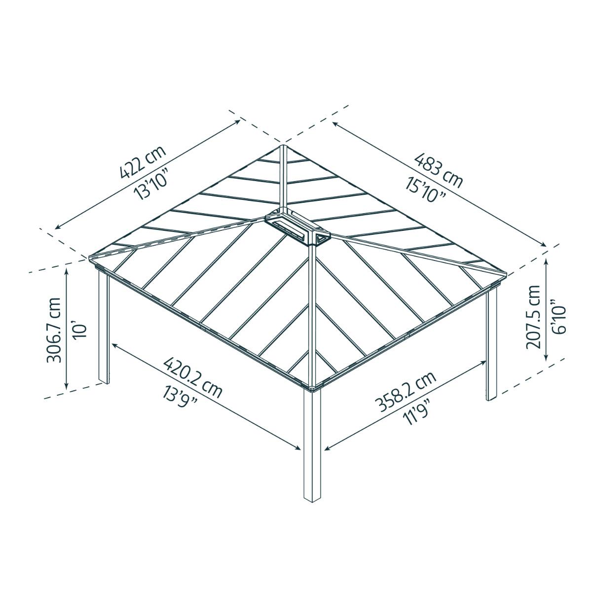 Dallas Aluminum Gazebo 14 x 16 ft. | Palram-Canopia-Delightful Yard