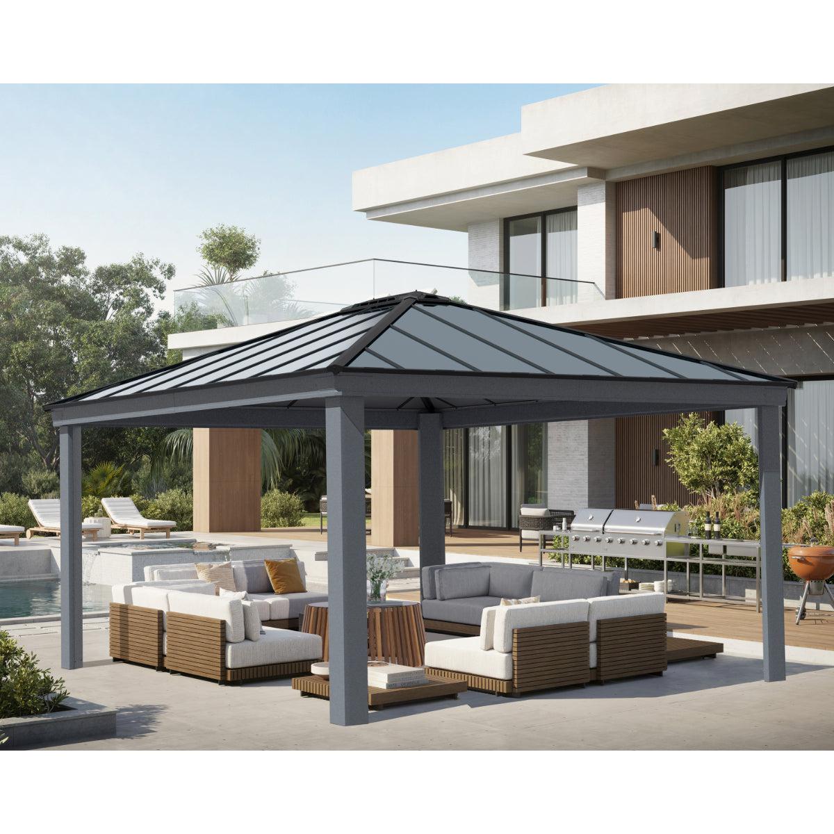 Dallas Aluminum Gazebo 14 x 16 ft. | Palram-Canopia-Delightful Yard