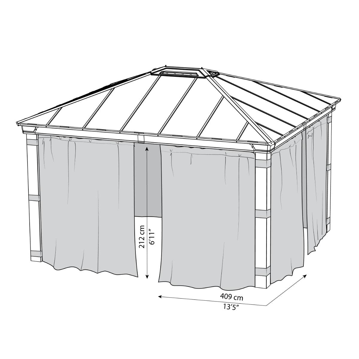 Dallas Gazebo Curtain Set 12 x 14 ft | Palram-Canopia-Delightful Yard