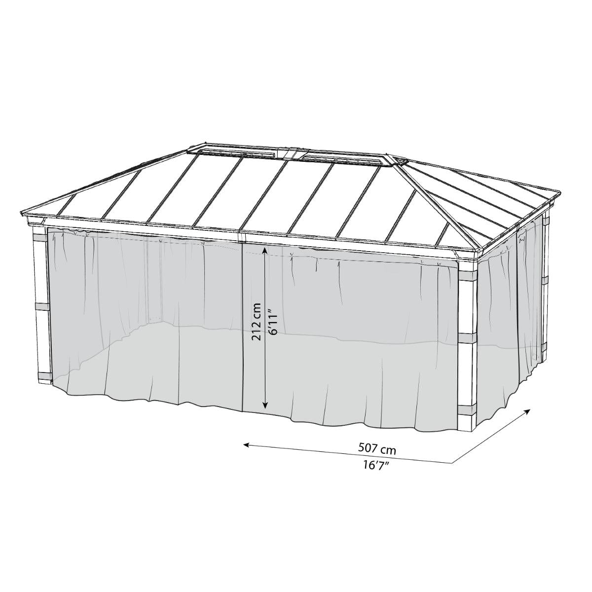 Dallas Gazebo Mosquito Netting Set 12 x 20 ft | Palram-Canopia-Delightful Yard