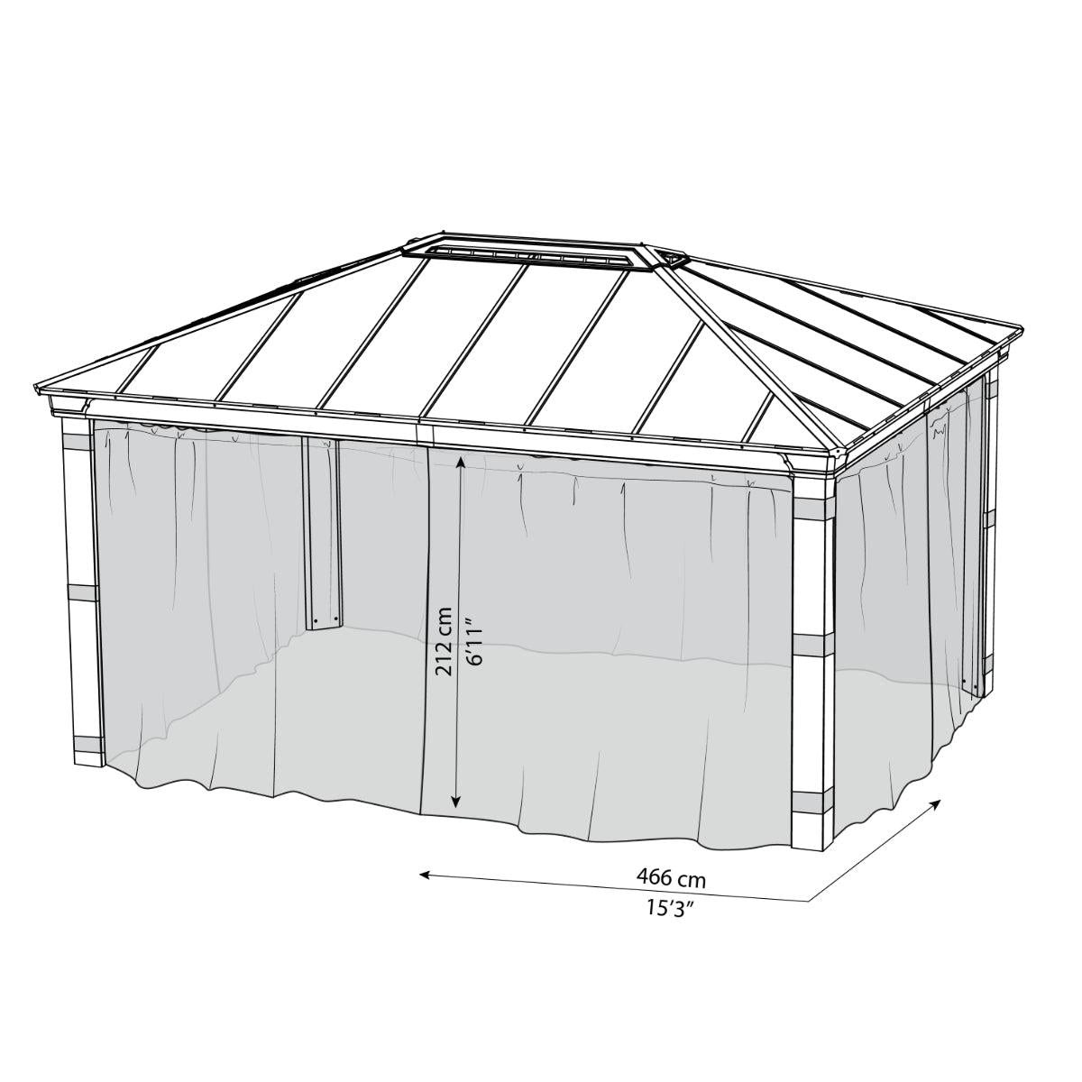 Dallas Gazebo Mosquito Netting Set 14 x 16 ft | Palram-Canopia-Delightful Yard