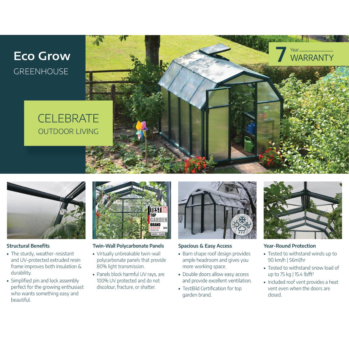 Eco Grow Polycarbonate Greenhouse 6 x 12 ft. | Rion by Palram-Canopia-Delightful Yard