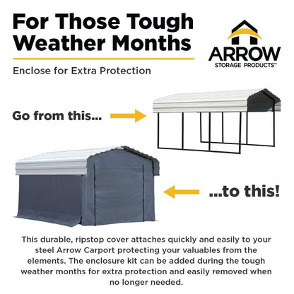 Enclosure Kit for Arrow Carport, 12 ft. x 20 ft.-Delightful Yard