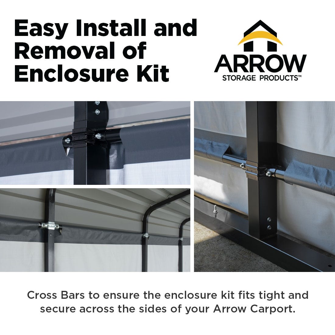 Enclosure Kit for Arrow Carport, 20 ft. x 20 ft.-Delightful Yard