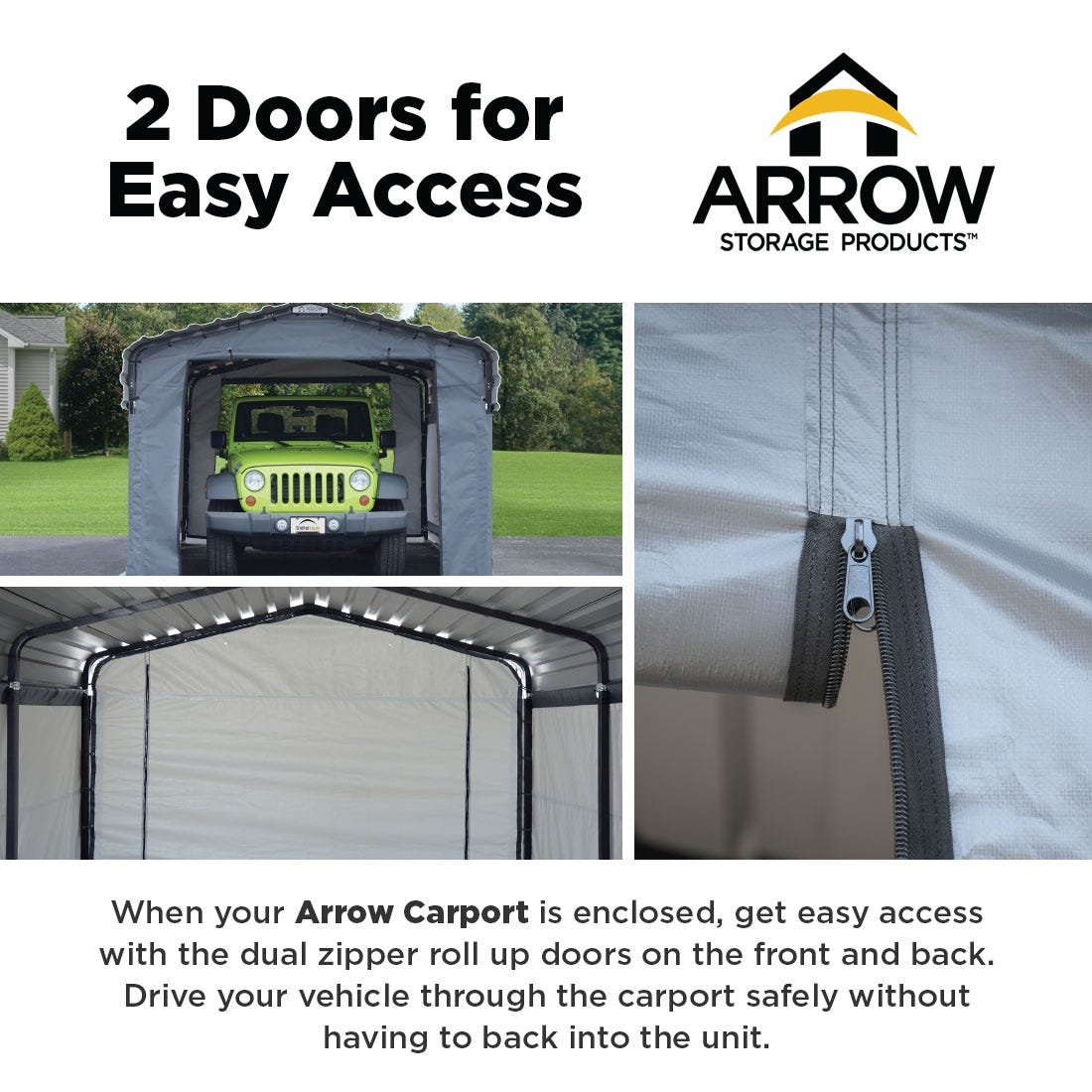 Enclosure Kit for Arrow Carport, 20 ft. x 20 ft.-Delightful Yard