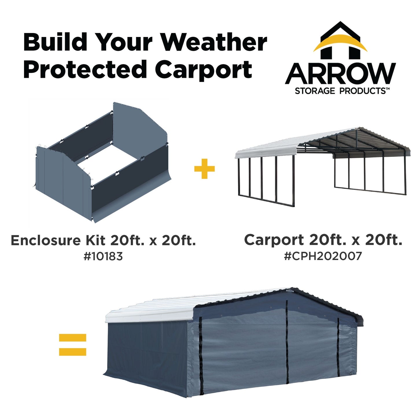 Enclosure Kit for Arrow Carport, 20 ft. x 20 ft.-Delightful Yard