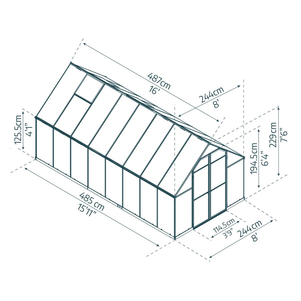 Essence Polycarbonate Greenhouse 8 x 16 ft. | Palram-Canopia-Delightful Yard