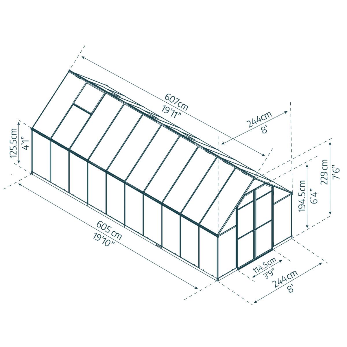 Essence Polycarbonate Greenhouse 8 x 20 ft. | Palram-Canopia-Delightful Yard