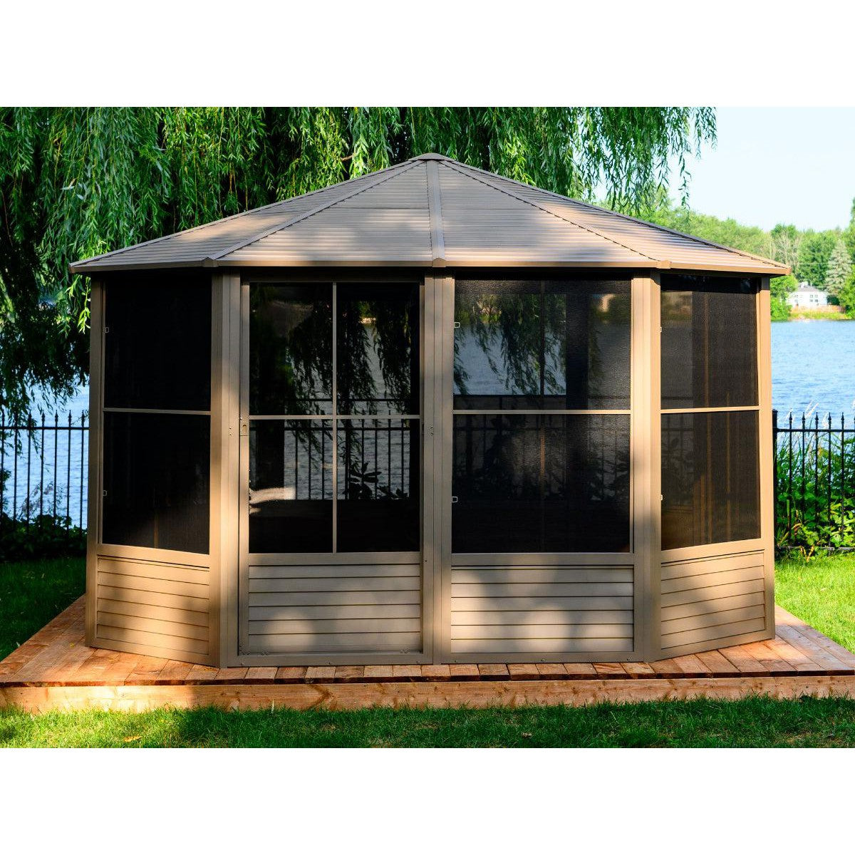 Florence Aluminum Solarium Metal Roof 12 x 12 ft. | Gazebo PenGuin-Delightful Yard