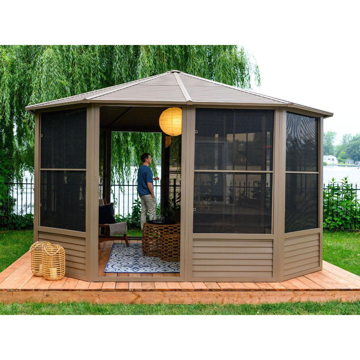 Florence Aluminum Solarium Metal Roof 12 x 12 ft. | Gazebo PenGuin-Delightful Yard