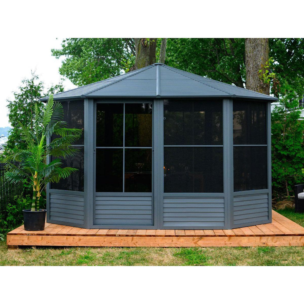 Florence Aluminum Solarium Metal Roof 12 x 12 ft. | Gazebo PenGuin-Delightful Yard