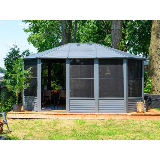 Florence Aluminum Solarium Metal Roof 12 x 15 ft. | Gazebo PenGuin-Delightful Yard