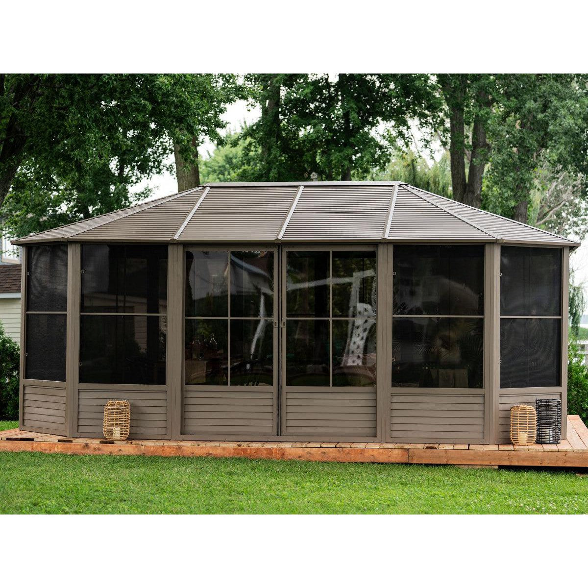 Florence Aluminum Solarium Metal Roof 12 x 18 ft. | Gazebo PenGuin-Delightful Yard