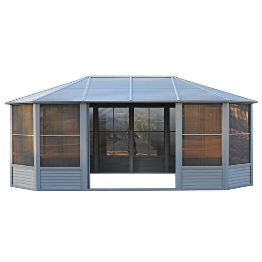 Florence Aluminum Solarium Metal Roof 12 x 18 ft. | Gazebo PenGuin-Delightful Yard