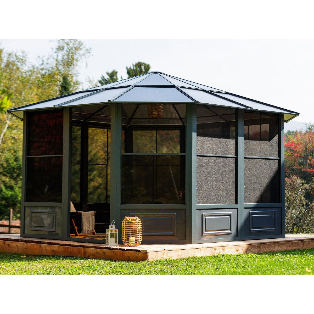 Florence Aluminum Solarium PC Roof 12 x 12 ft. | Gazebo PenGuin-Delightful Yard