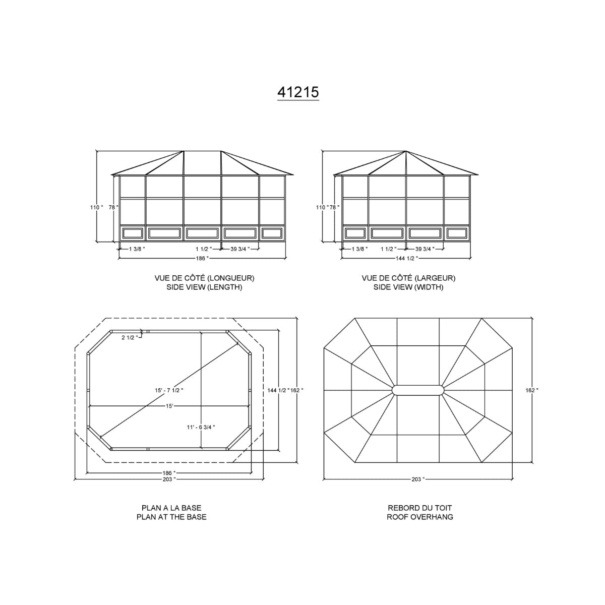 Florence Aluminum Solarium PC Roof 12 x 15 ft. | Gazebo PenGuin-Delightful Yard