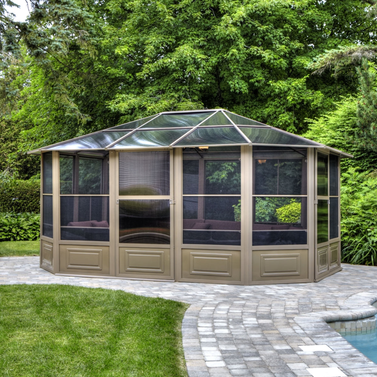 Florence Aluminum Solarium PC Roof 12 x 15 ft. | Gazebo PenGuin-Delightful Yard