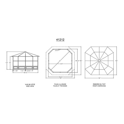 Florence Aluminum Solarium PC Roof 12 x 12 ft. | Gazebo PenGuin-Delightful Yard