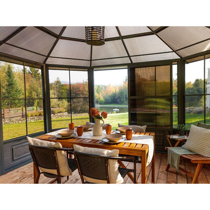 Florence Aluminum Solarium PC Roof 12 x 12 ft. | Gazebo PenGuin-Delightful Yard
