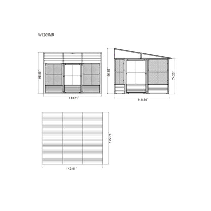 Florence Aluminum Wall Mounted Sunroom Metal Roof 10 x 12 ft. | Gazebo PenGuin-Delightful Yard
