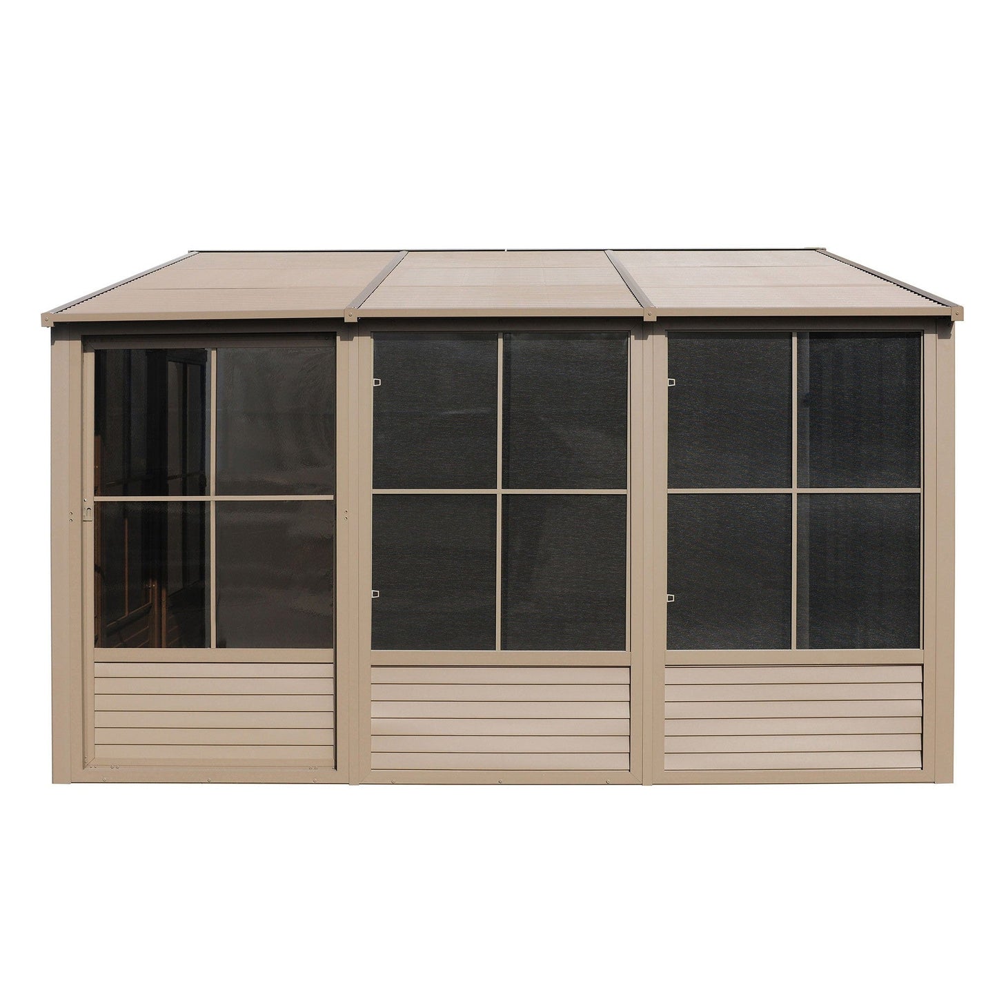 Florence Aluminum Wall Mounted Sunroom Metal Roof 10 x 12 ft. | Gazebo PenGuin-Delightful Yard