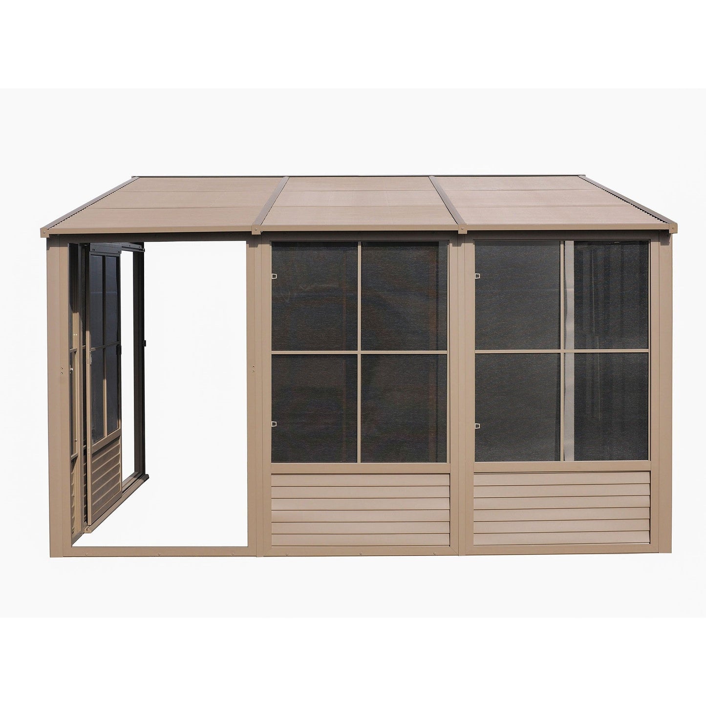 Florence Aluminum Wall Mounted Sunroom Metal Roof 10 x 12 ft. | Gazebo PenGuin-Delightful Yard