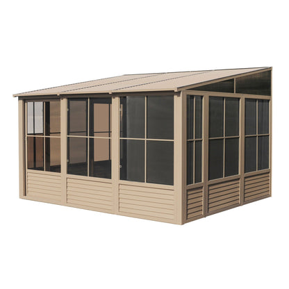 Florence Aluminum Wall Mounted Sunroom Metal Roof 10 x 12 ft. | Gazebo PenGuin-Delightful Yard