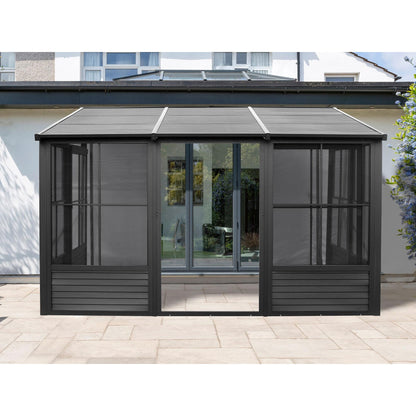 Florence Aluminum Wall Mounted Sunroom Metal Roof 10 x 12 ft. | Gazebo PenGuin-Delightful Yard