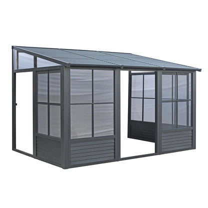 Florence Aluminum Wall Mounted Sunroom Metal Roof 10 x 12 ft. | Gazebo PenGuin-Delightful Yard