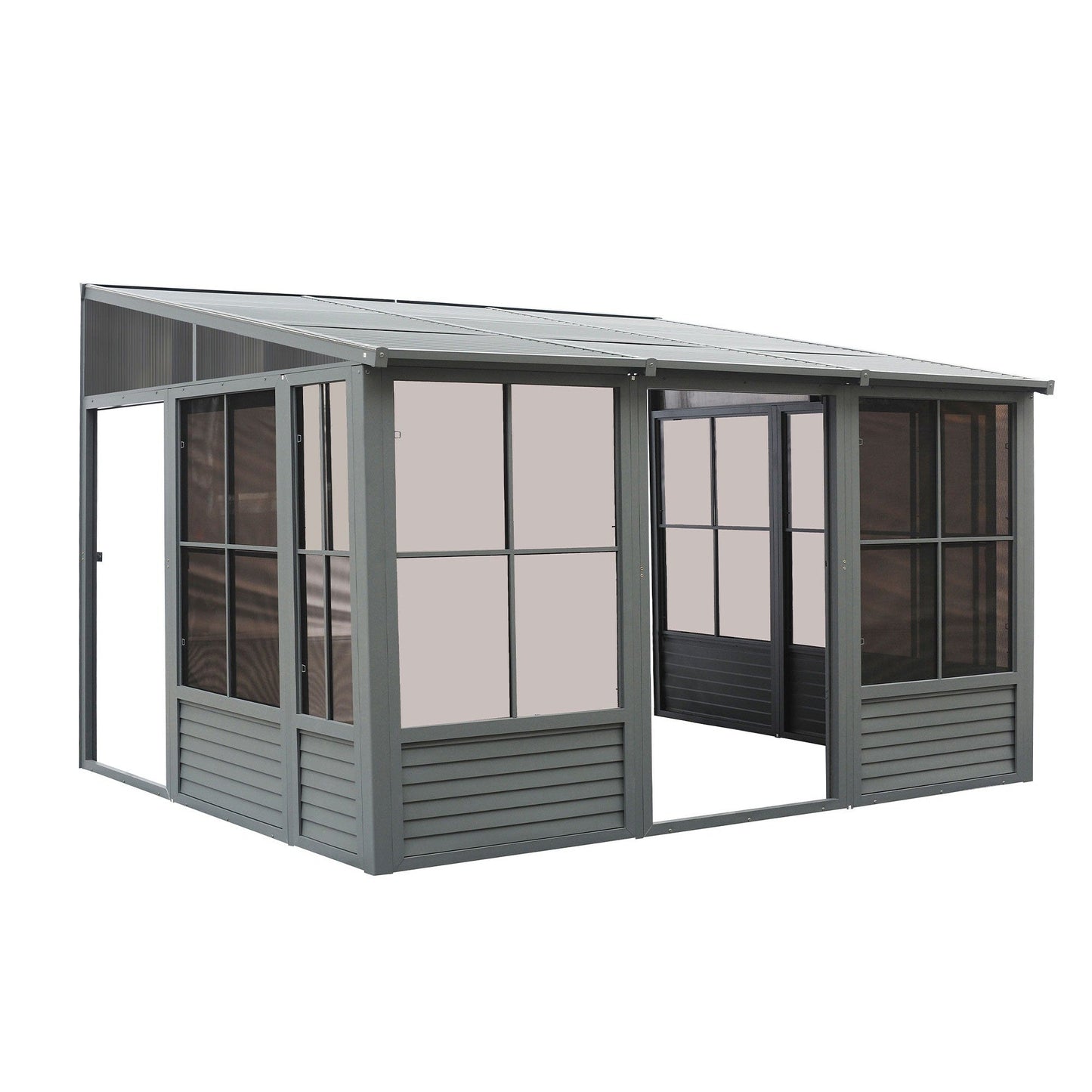 Florence Aluminum Wall Mounted Sunroom Metal Roof 10 x 12 ft. | Gazebo PenGuin-Delightful Yard