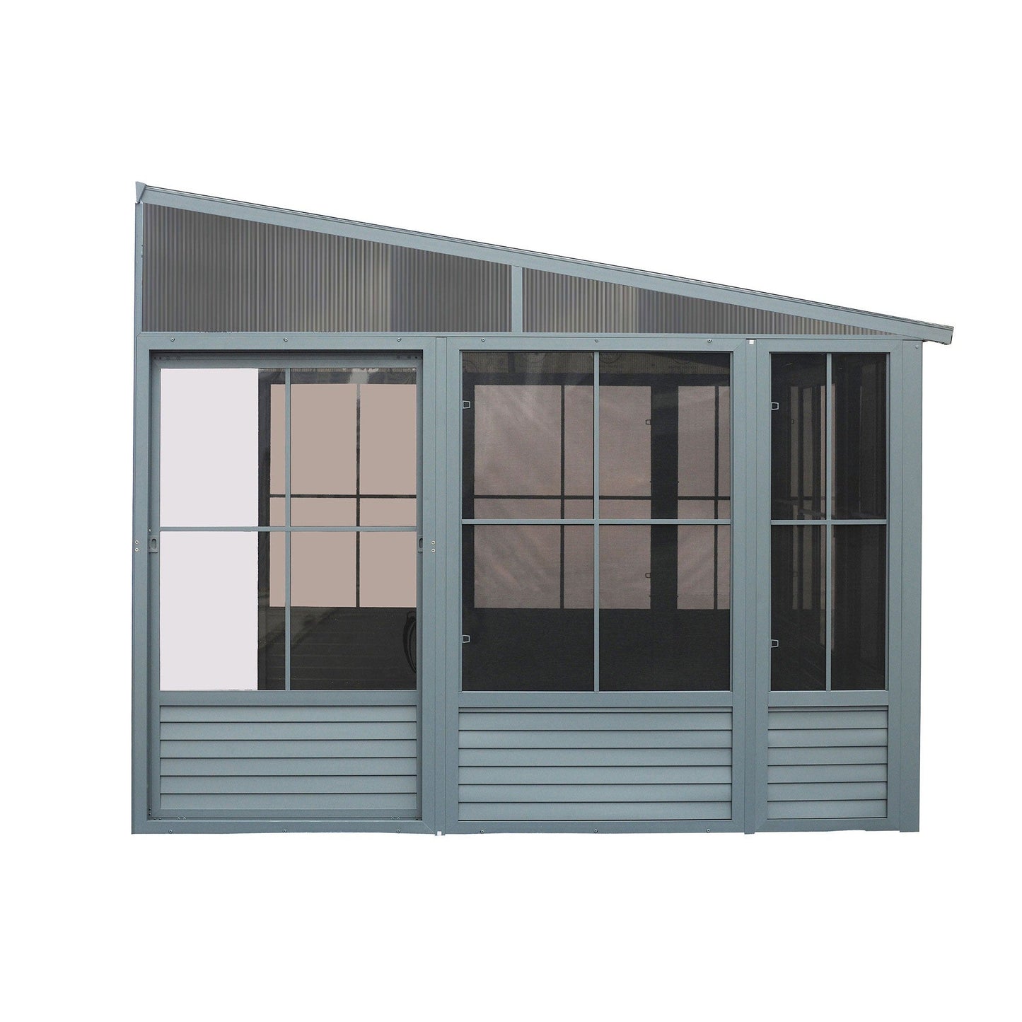 Florence Aluminum Wall Mounted Sunroom Metal Roof 10 x 12 ft. | Gazebo PenGuin-Delightful Yard